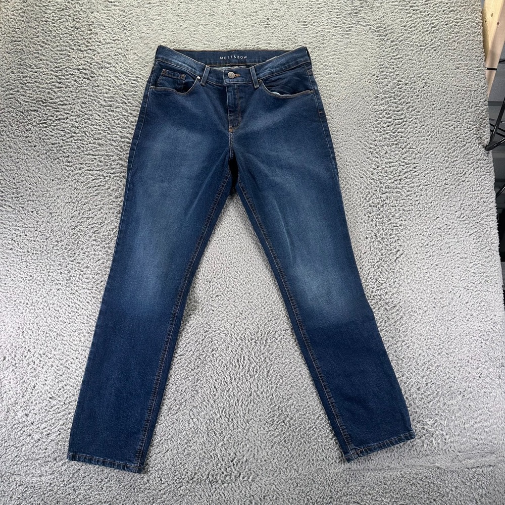 Mott & Bow Jeans Womens 28x30 Blue Cotton Denim Boyfriend Workwear Faded Stretch